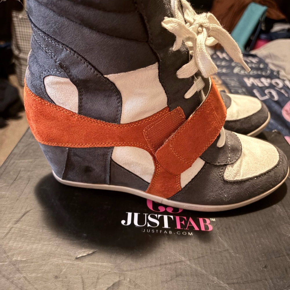 JustFab White and Gray Sneakers